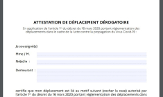 Ce document sera à remplir à chacun de vos déplacements et à garder sur vous en cas de contrôle durant toute la durée du confinement.