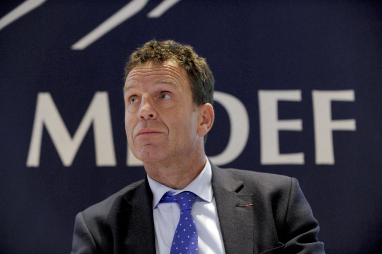 Geoffroy Roux de Bézieux, président actuel du Medef, le 4 décembre 2014 (vice-président à l'époque). ( AFP / ERIC PIERMONT )