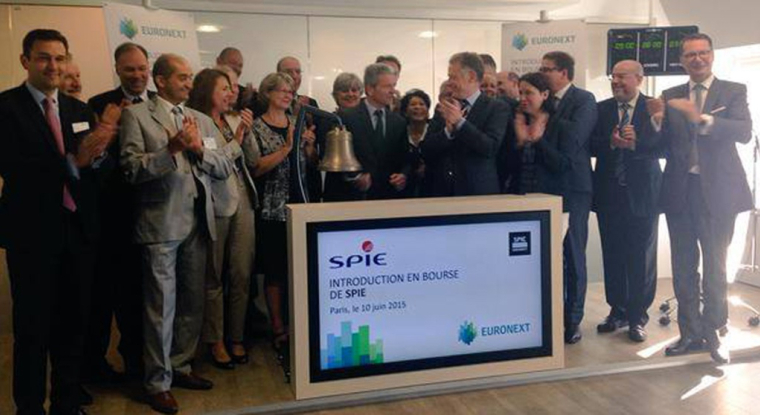 L'équipe de Spie lors de l'introduction en Bourse. (© Euronext)