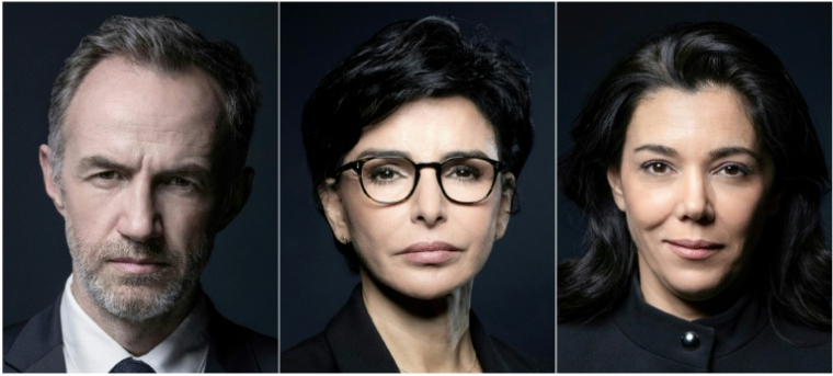 Les trois candidats pour le second tour des municipales à Paris, Emmanuel Grégoire, Rachida Dati et Sophia Chikirou ( AFP / JOEL SAGET )