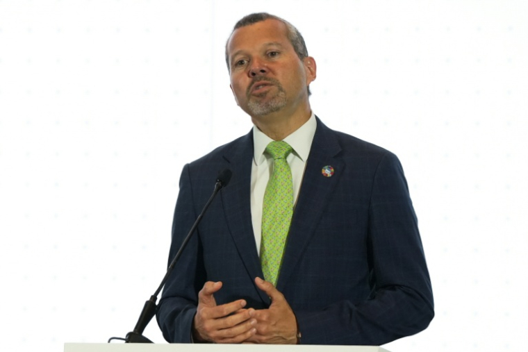 Le secrétaire général de l'Organisation maritime internationale (OMI), Arsenio Dominguez, à Panama City (Panama), le 7 mai 2026 ( AFP / ARNULFO FRANCO )