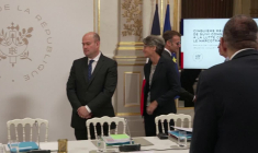 Arrivée du président Macron pour présider une réunion sur le narcotrafic
