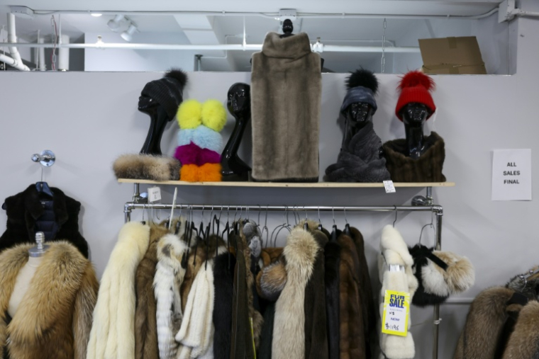 Des manteaux de fourrure et d'autres articles en fourrure proposés à la vente dans le magasin Madison Avenue Furs à New York, le 10 mars 2026 ( AFP / ANGELA WEISS )