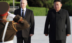 Vladimir Poutine et Kin Jong Un à Pyongyang, en Corée du Nord, le 19 juin 2024. ( POOL / GAVRIIL GRIGOROV )