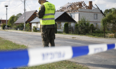 Une maison touchée par un drone russe à Wyryki-Wola, en Pologne, le 10 septembre 2025. ( AFP / WOJTEK RADWANSKI )