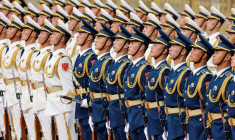 Des militaires chinois à Pékion, en Chine, le 6 avril 2023. ( AFP / LUDOVIC MARIN )