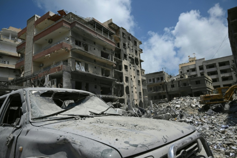 Un bâtiment détruit par une frappe aérienne israélienne sur un quartier de Tyr, dans le sud du Liban, le 23 juin 2026 ( AFP / Joseph EID )