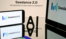 Le logo Seedance 2.0, un modèle grand public d'intelligence artificielle (IA) qui permet de générer des vidéos grâce à des instructions textuelles, déployé par le géant technologique chinois ByteDance, propriétaire de TikTok ( AFP / Lionel BONAVENTURE )