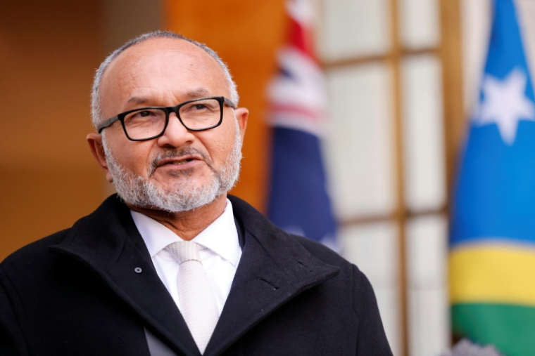 Le Premier ministre des Îles Salomon, Matthew Wale, à Canberra, en Australie, le 3 juin 2026 ( AFP / Hilary Wardhaugh )