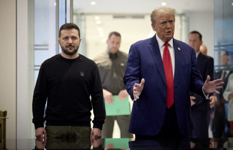 Volodymyr Zelensky et Donald Trump à New York, aux États-Unis, le 27 septembre 2024. ( UKRAINIAN PRESIDENTIAL PRESS SER / HANDOUT )