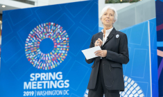 Christine Lagarde, directrice générale du FMI lors de la réunion de printemps du fonds et de la Banque mondiale. (crédit : FMI)