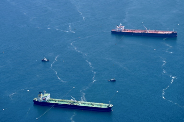 Des navires en attente pour entrer dans le port de Los Angeles, le 26 juillet 2023, aux Etats-Unis ( AFP / Daniel SLIM )