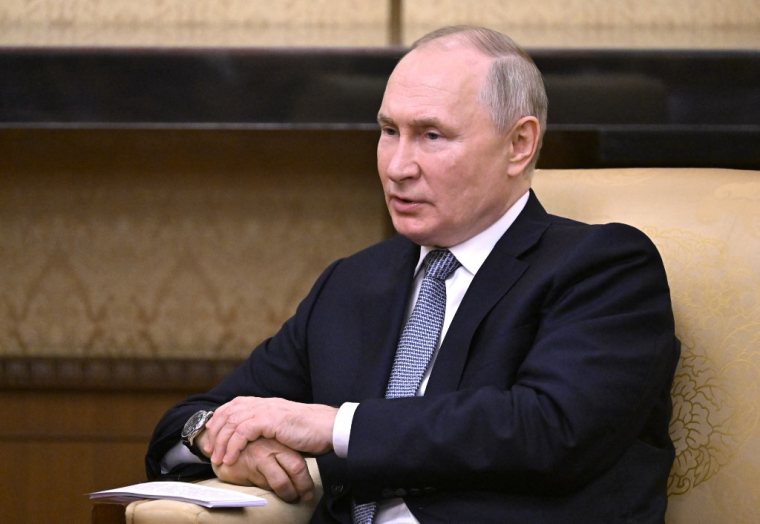 Vladimir Poutine à Pékin, en Chine, le 17 octobre 2023. ( POOL / GRIGORY SYSOYEV )