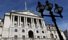 Vue générale de la Banque d'Angleterre à Londres, en Grande-Bretagne