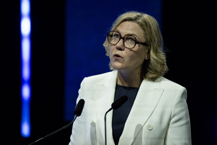 Henna Virkkunen, vice-présidente de la Commission européenne chargée de la technologie, de la sécurité et de la démocratie, à Marseille, le 1er juin 2026. ( AFP / MIGUEL MEDINA )