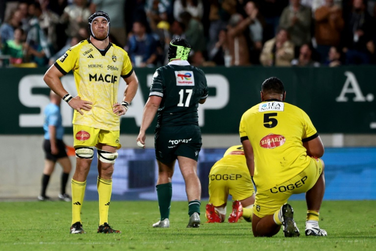Le troisième ligne de La Rochelle Ultan Dillane après la défaite des Maritimes (32-18) en Top 14 contre la Section Paloise Béarn Pyrénées au stade du Hameau à Pau le 7 juin 2025 en France  ( AFP / ROMAIN PERROCHEAU )