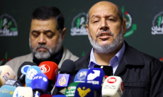 Khalil Al-Hayya et Osama Hamdan, responsables du Hamas, tiennent une conférence de presse à Beyrouth