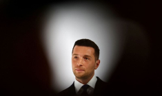 Le président du parti d'extrême droite français RN Bardella lors de ses vœux de bonne année à la presse à Paris