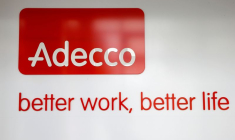 Logo of Swiss Adecco Group is seen at its headquarters in Glattbrugg