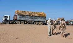 Des soldats tchadiens gardent la frontière avec le Soudan, à Adré (Tchad), le 14 janvier 2026 ( AFP / Joris Bolomey )