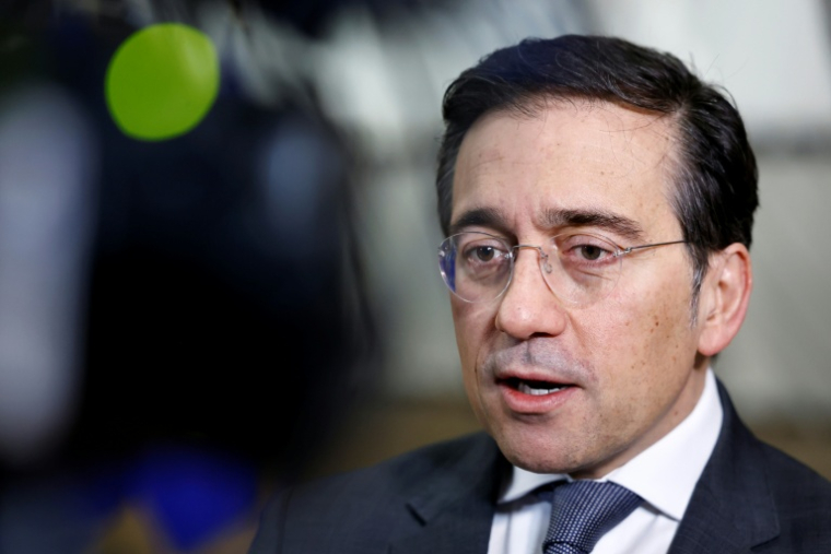 le ministre espagnol des Affaires étrangères José Manuel Albares à Bruxells, le 26 janvier 2026 ( AFP / SIMON WOHLFAHRT )