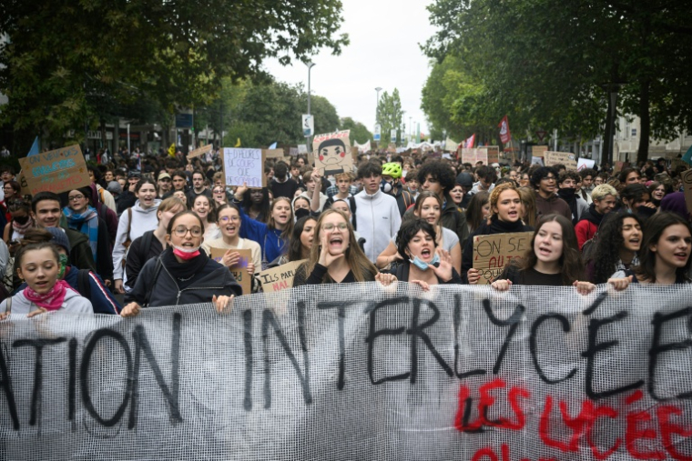 Des milliers de personnes manifestent, le 9 octobre 2026 à Nantes (Loire-Atlantique) ( AFP / Loic VENANCE )