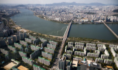 Vue aérienne de Séoul, en Corée du Sud