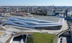 Vue aérienne de la gare de Rennes, le 24 mars 2020 ( AFP / Damien MEYER )