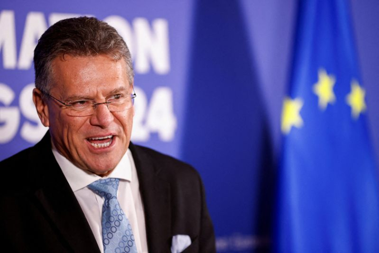 Maros Sefcovic, candidat au poste de commissaire européen au Commerce, tient une conférence à Bruxelles