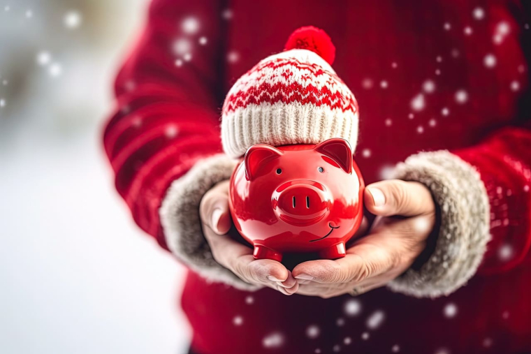 (Crédits photo : Adobe Stock - Tirelire de Noël pour surveiller le budget et faire plaisir)