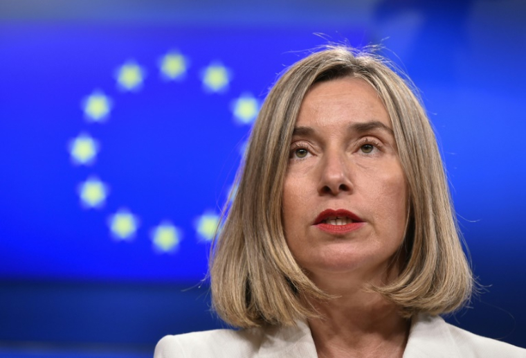 L'ancienne cheffe de la diplomatie de l'UE, Federica Mogherini, à Bruxelles, le 15 mai 2018 ( AFP / JOHN THYS )