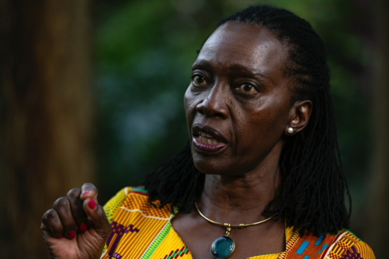 Martha Karua, dirigeante du Parti de libération du peuple (PLP) et figure de proue de l'opposition kényane, lors d'une interview à Nairobi, le 5 mai 2025. ( AFP / Tony KARUMBA )