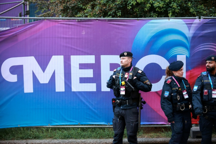 La demi-finale de l'Eurovision à Vienne, en Autriche, le 12 mai 2026, placée sous haute sécurité. ( AFP / Radek MICA )