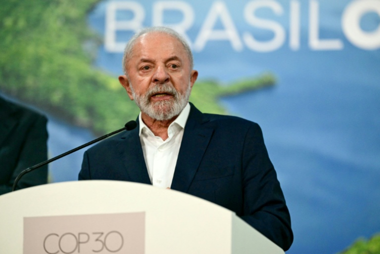 Le président brésilien Luiz Inacio Lula da Silva s'exprime lors de la COP30, le 19 novembre 2025 à Belem (Brésil) ( AFP / Pablo PORCIUNCULA )