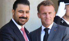 Le président français Emmanuel Macron et le Premier ministre irakien Ali al-Zaïdi, au palais de l'Elysée à Paris, le 14 septembre 2026 ( AFP / Ludovic MARIN )