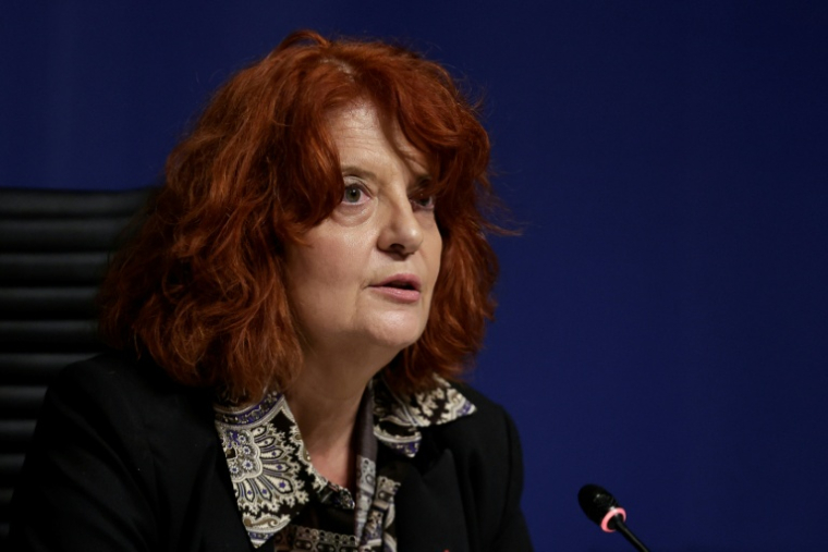 La procureure de Paris Laure Beccuau lors d'une conférence de presse sur le vol de bijoux au Louvre, à Paris le 29 octobre 2025 ( AFP / STEPHANE DE SAKUTIN )