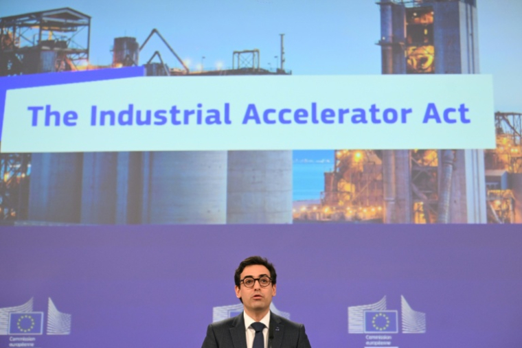 Le vice-président de la Commission européenne Stéphane Séjourné, à Bruxelles le 4 mars 2026 ( AFP / Nicolas TUCAT )