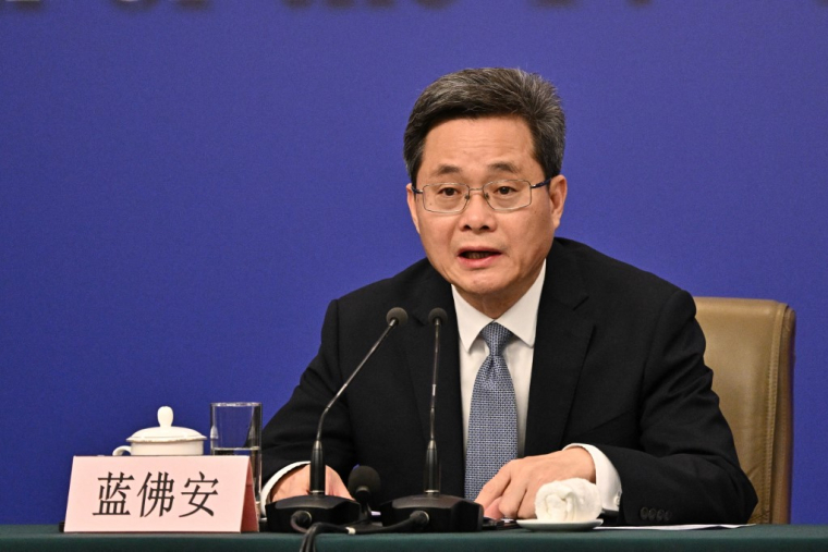 Le ministre chinois des Finances, Lan Fo'an, à Beijing, le 6 mars 2025 ( AFP / PEDRO PARDO )