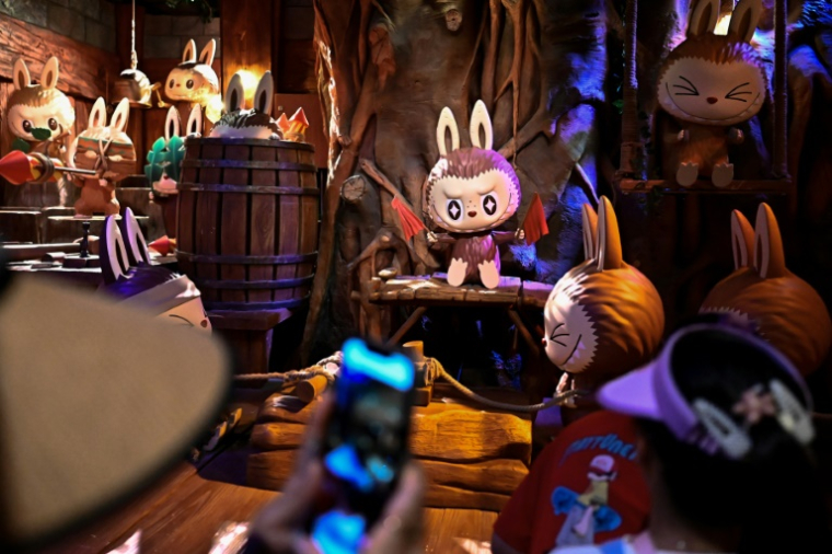 Des poupées Labubu exposées au parc d'attractions "Pop Land" de Pop Mart à Pékin, le 18 juin 2025 ( AFP / Pedro PARDO )