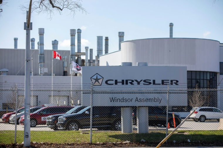 L'usine Chrysler de Windsor, dans la province de l'Ontario, au Canada, le 1er avril 2025 ( GETTY IMAGES NORTH AMERICA / BILL PUGLIANO )