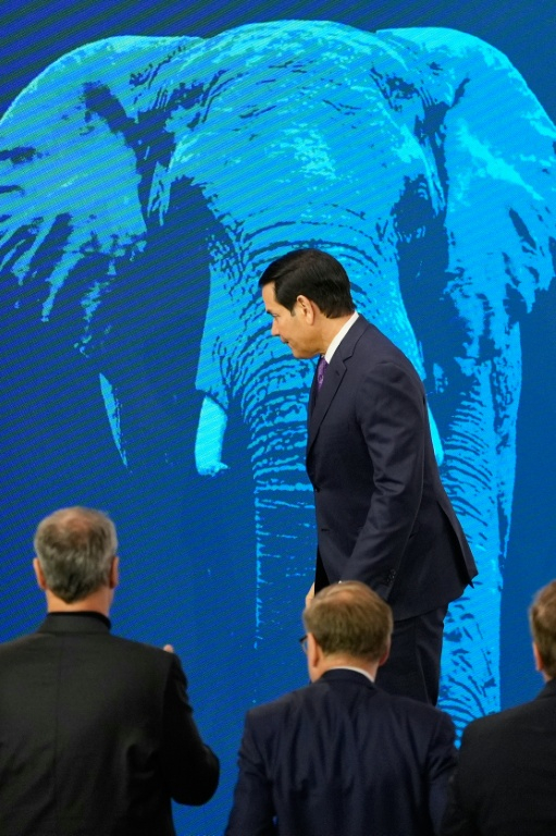 Le secrétaire d'Etat américain Marco Rubio quitte l'estrade après s'être exprimé lors de la Conférence de Munich sur la sécurité (MSC), le 14 février 2026 ( POOL / Alex Brandon )