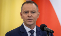 Le président polonais, Karol Nawrocki, le 5 mars 2026 à Varsovie ( AFP / Wojtek RADWANSKI )