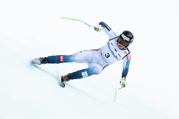 La Norvégienne Marte Monsen avant sa lourde chute dans la descente de Crans-Montana (Suisse), en Coupe du monde de ski alpin, le 30 janvier 2026 ( AFP / Fabrice COFFRINI )