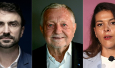 Combinaison d'images réalisée le 15 mars 2026 avec de gauche à droite le maire écologiste sortant Grégory Doucet, le candidat soutenu par la droite et le centre Jean-Michel Aulas et la candidate LFI Anaïs Belouassa-Cherifi ( AFP / JOEL SAGET )