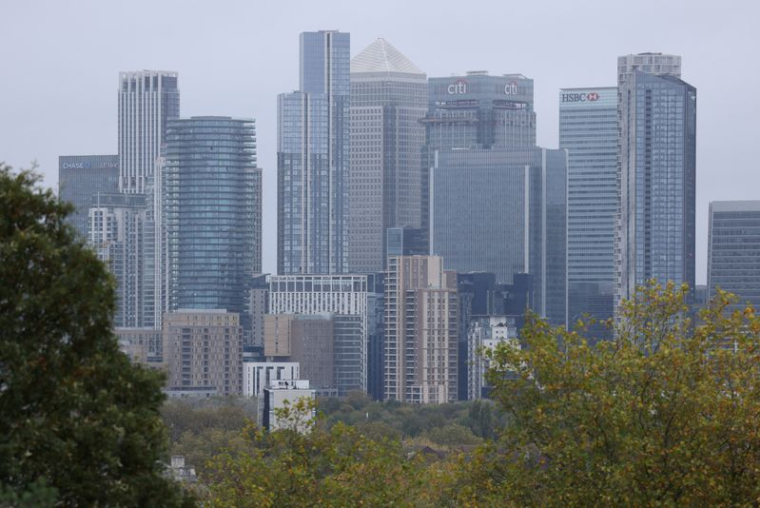 Une vue de la ligne d'horizon de Canary Wharf, à Londres