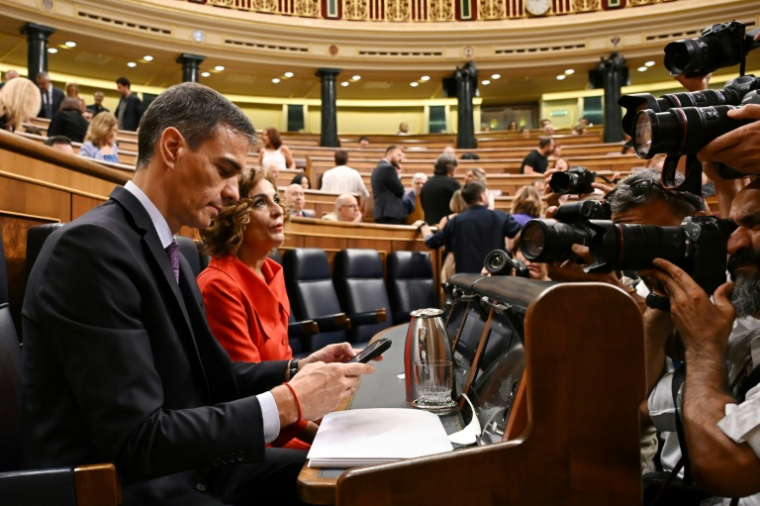 Pedro Sanchez au Parlement espagnol le 9 juillet 2025 ( AFP / JAVIER SORIANO )