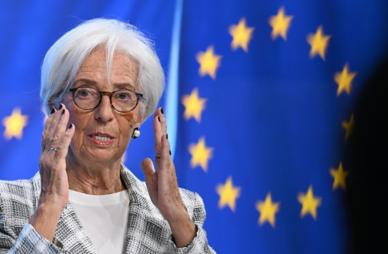 La présidente de la BCE Christine Lagarde, lors de la conférence de presse suivant la réunion de la banque centrale, le 29 octobre 2026 à Francfort ( AFP / Kirill KUDRYAVTSEV )