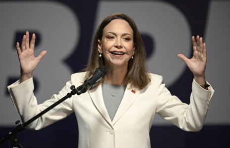 La cheffe de l'opposition vénézuélienne et prix Nobel de la Paix, Maria Corina Machado, lors d'une conférence de presse à Caracas, le 29 octobre 2026 ( AFP / Federico PARRA )