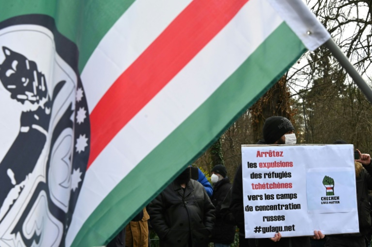 Manifestation contre l'expulsion de Tchétchènes à Strasbourg en France le 8 janvier 2022. ( AFP / Frederick FLORIN )