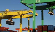 FILE PHOTO: Containers at a port in Tianjin